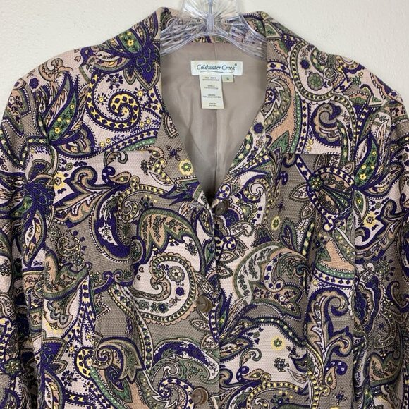 Coldwater Creek Womens S Blazer Coat Jacket Paisley Brown Work Office Topper - Picture 4 of 15